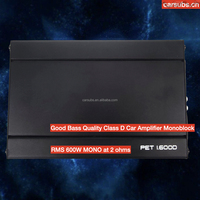 Amplificateur de subwoofer de voiture Sundown Choice Mono RMS 600W 2 Ohm, crête 1200W, amplificateur de voiture de classe D monobloc pour subwoofer de 8, 10 ou 12 pouces