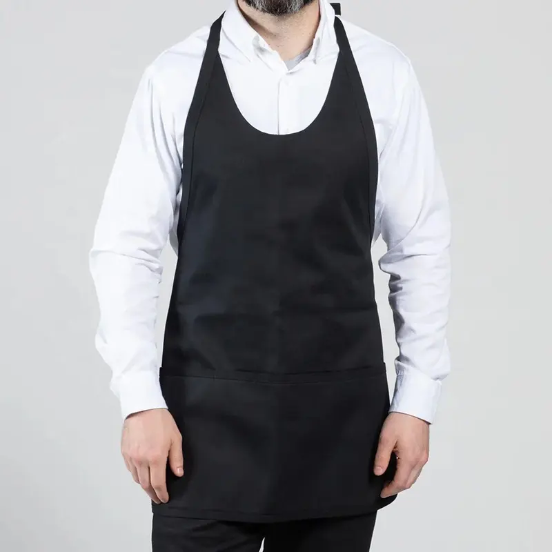 CHANGRONG Custom Adult Logo personalizzato stampa sublimazione poliestere nero impermeabile cucina Chef cameriere grembiuli uniformi