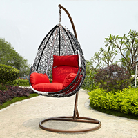 Haute qualité moderne PE rotin extérieur balcon jardin Patio oeuf oiseaux nid suspendu balançoire chaise avec support