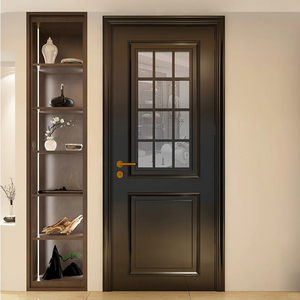 تصميم الشرائح العمودية الحديثة الصلبة MDF لوحة خضراء خشبية غرفة نوم الباب الداخلي للشقق السكنية سوينغ - Product Image 6