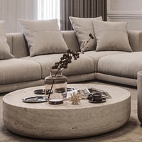 Table basse ronde moderne en ciment beige Ventes directes d'usine de meubles de maison de haute qualité