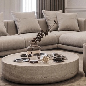 Table basse ronde moderne en ciment beige Ventes directes d'usine de meubles de maison de haute qualité - Product Image 4