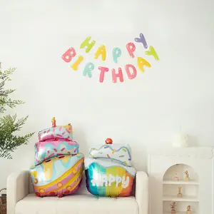 Articles de fête fournitures joyeux anniversaire globos para fiesta décorations ballon gonflable gâteau d'anniversaire feuille Mylar ballons