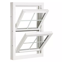 Style américain PVC UPVC Cadre en vinyle personnalisé Fenêtre à guillotine double avec inclinaison