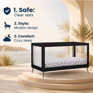 Lit bébé à hauteur réglable en 3 positions avec fonction canapé-lit, lit d'appoint multifonctionnel pour bébé, évolutif avec berceau pour nourrisson - Product Image 2