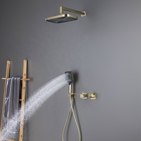 Système de mitigeur de douche de style moderne dissimulé à deux fonctions, design carré et cool, grand pommeau de douche de 10 pouces
