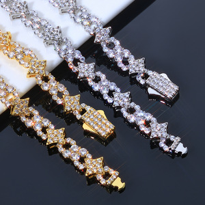 Hip Hop Fine Jewelry Necklace Spring Lock Clasp <b>Iced</b> Out Zircon Four Pointed Star Infinite Symbol Design Brass Link <b>Chain</b> - Product Image 4
