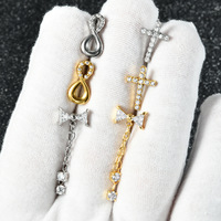 Gaby Edelstahl 8-förmiger Schmetterlings-Ketten-Bauchnabelpiercing, galvanisiert, mit Zirkonia, Außengewinde, Bauchnabelschmuck