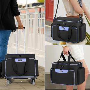 Échantillon gratuit de sacs pour machine à coudre avec poignée télescopique et roulettes, sacs de rangement portables pour accessoires en laine, sacs bandoulière - Product Image 3