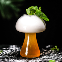 Mug à café en verre borosilicate 250 ml sans BPA, idéal pour les desserts, les boissons de soirée, les bars, outil créatif transparent en forme de champignon pour boissons froides