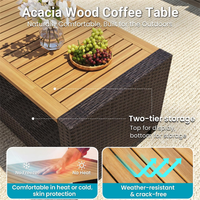 Ensemble de meubles de patio en osier résistant aux intempéries, canapé de patio extérieur avec table pour cour, terrasse, jardin