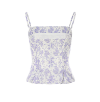 Débardeur court à imprimé floral avec bretelles, décolleté halter, volants et laçage, style décontracté d'été pour femme