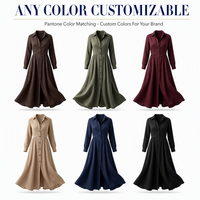 Robe chemise vintage pour femme, manches longues, mi-longue, coupe ample, col boutonné, taille décontractée, OEM ODM, marque privée, vente en gros