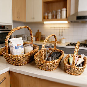 Cestas de Mimbre Tejidas a Mano de Estilo Natural Kingwillow, Ecológicas, para Almacenamiento en la Cocina, Precio Económico, Venta al por Mayor, con Asa - Product Image 6