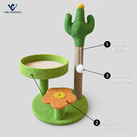 Arbre à chat en forme de cactus du désert avec repose-pieds confortable et plateforme fleurie, mobilier pour chat