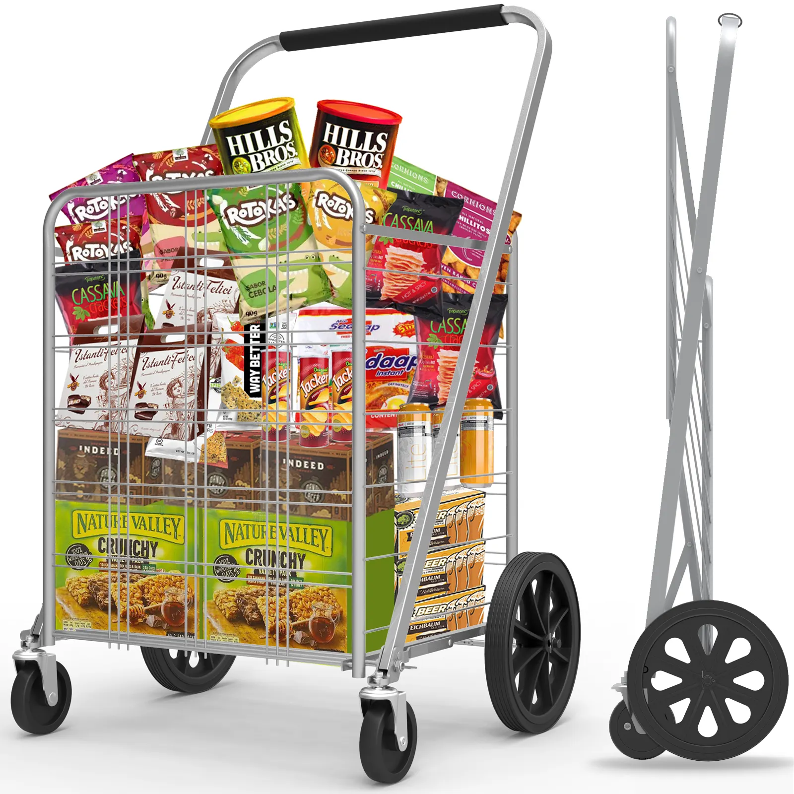 Лидер продаж, складная тележка Charmount с телескопической ручкой, тележка для покупок с колесами, складная тележка для покупок