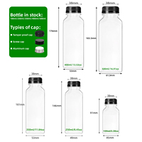 Bouteilles de Jus en Plastique Carrées de 250 ml et 350 ml avec Bouchon Inviolable pour Emballage de Boissons