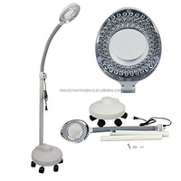 Magnifying Floor Lamp with LED Light Adjustable Rolling Stand Magnifier Glass for Skincare Inspection and Precision Work