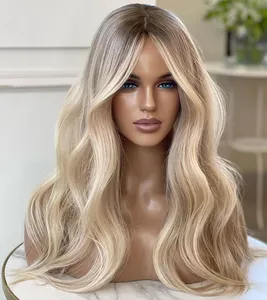 Perruque de cheveux humains européens de qualité supérieure, postiche en soie Blonde ombrée, Topper en soie noué à la main, toupet pour femmes, perte de cheveux