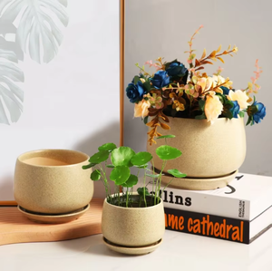 Vente en gros de pots de fleurs en céramique 3 pièces à prix avantageux Décoration de bureau - Product Image 3