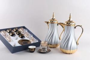 Tetera árabe de 1000ML, taza de 120ml, plato Relife, tazas Cawa de 75ML, juego de tetera con tapa dorada, olla Dallah, frascos de vacío de café árabe - Product Image 4