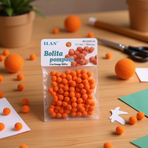 Ilan Bolita Pompom 1Cm Arancione 100Pz Decorazione Artigianale - Product Image 3
