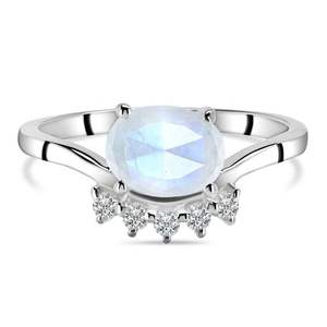 Bague en pierre de lune bleue OEM, rhodiée, mariage, argent 925, bijoux, fabricant en gros, grands magasins, exportateurs, confidentiel - Product Image 1