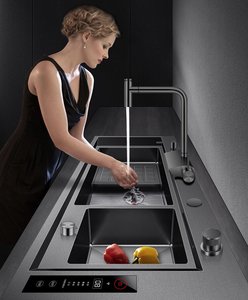 Fregadero de Cocina Inteligente Extra Grande con Purificación, Nano Negro Dorado, Doble Cubeta, para Lavar Frutas y Verduras - Product Image 2