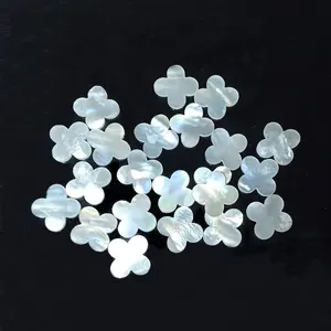 Natural sea shell carved 14mm four leaf clover mother of pearl