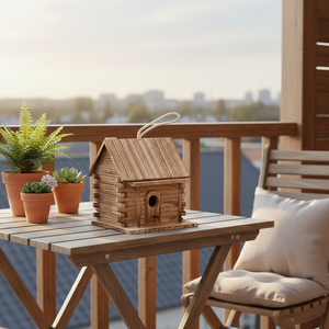 Nichoir en bois poli moderne avec mangeoire de table multifonctionnelle et écologique et boîte de nidification pour la décoration de la maison - Product Image 2