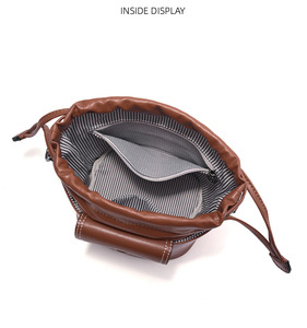 Nuevo Bolso Tipo Hobo de Cuero Genuino con Cordón, Bolso Tipo Cubo para Mujer, Versátil, Bandolera, para Uso Diario - Product Image 3