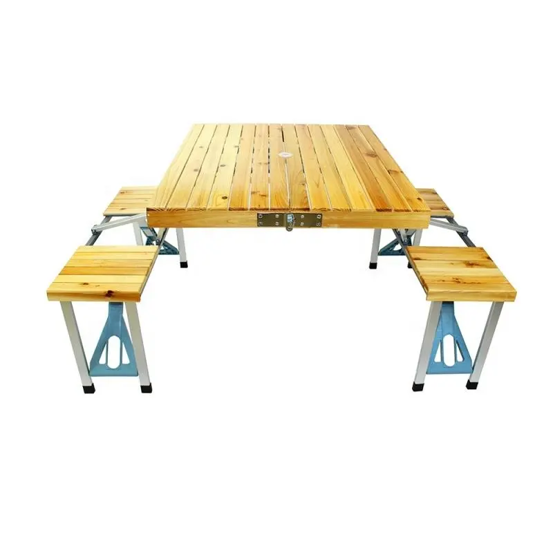 Table pliante en bois avec chaise, ensemble pour pique-nique camping, plein air, offre spéciale