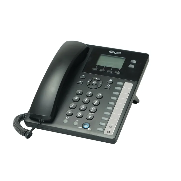 Kingtel telepon IP Bisnis 3 tombol baris 6 akun SIP 10 tombol penyetel kecepatan 132x64 piksel LCD IP Speakerphone Ponsel VOIP telepon SIP