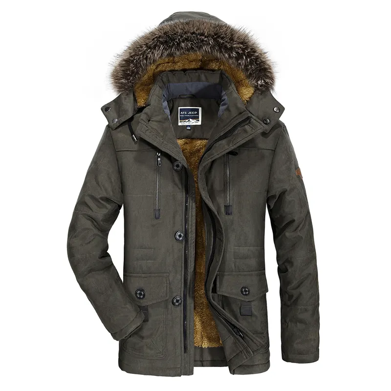 Men's middle-aged coat winter Casual and chic hooded warm and cold coat Plus Size Outdoor Jacket Fashion
