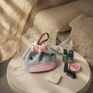 Custom Small <strong>Drawstring</strong> <strong>Makeup</strong> Pouch Fashionable Canvas Toiletry <strong>Bag</strong> With Zipper Closure for Travel Cosmetics Packing - Product Image 1