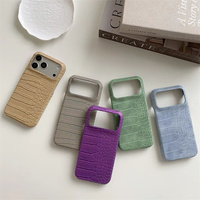 Coque de téléphone antichoc en similicuir texturé crocodile multicolore de luxe minimaliste pour iPhone 18 17 16 15 Pro Max