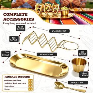 Ensemble de couverts en acier inoxydable pour tortillas, plateau à tacos durable, coupelle à sauce, cuillère à assaisonnement pour fêtes, restaurants et cuisines - Product Image 2