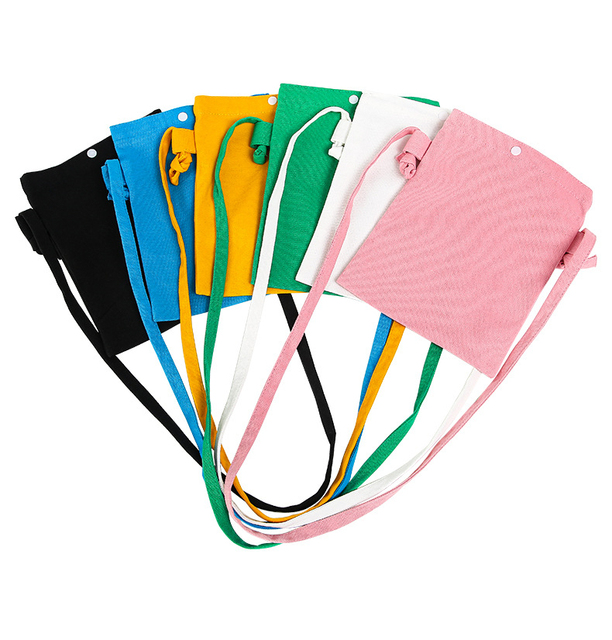 Wholesale Simple Colorful Reusable Cotton Shoulder Crossbody Mobile Phone Bag Eco Canvas Shopping Bag With Custom Print logo