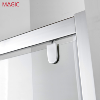 Paroi de douche simple non standard pour salle de bain, séparation sec/humide, en verre rond coulissant et traité, pour hôtels et gîtes, vente en gros