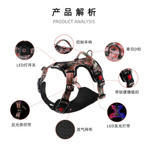 LED <b>Dog</b> <b>Harness</b> Medium <b>Large</b> <b>Dogs</b> Luminous Chest Strap Night Safety Pet Gear - Product Image 4