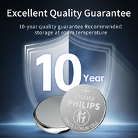 PHILIPS 50Pcs Piles bouton au lithium CR2450 3V haute capacité longue durée pour clé de voiture, télécommande, montre