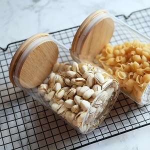 8.5*12cm/18oz Eco-Friendly Modern Multifunction Glass Food Storage Canisters Airtight Bamboo Wood Lid Clear Kitchen Cover - Product Image 4