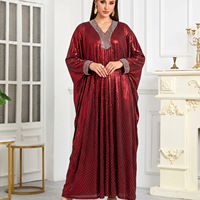 Robe longue ample à col en V et manches chauve-souris ornées de diamants, grande taille, pour femme, idéale pour les soirées d'été, les fêtes et les bals de promo