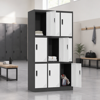YOUBAI Casier de rangement extérieur en acier robuste pour salle de sport à domicile, 2 à 9 portes, double ouverture, serrure à clé, étanche, démontable