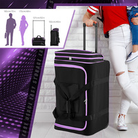 Sac polochon pliable avec poteau télescopique, porte-vêtements, roues, chariot multifonctionnel, sac à dos de sport pour l'extérieur