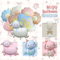 Ballons en aluminium métallisé mat populaires pour enfants, motifs éléphant, mouton, fleur, cœur, pour décorations de fête d'anniversaire et de Thanksgiving