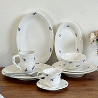 Service de table vintage en céramique blanche avec dentelle en relief, assiettes à salade, à pâtes et à steak en porcelaine, pour mariage