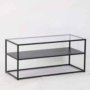 <span class=keywords><strong>Meuble</strong></span> <span class=keywords><strong>Tv</strong></span> en métal à 2 niveaux, étagère, Console, Table basse avec plateau en verre - Product Image 5