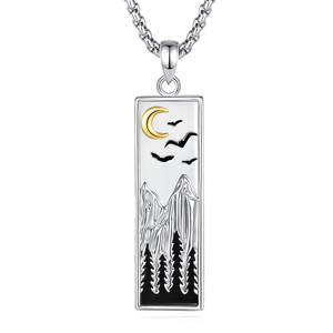 Collana Merryshine in Rame con Motivi Forestali, Montani, Oceanici e Naturali per Sciatori, Escursionisti, Campeggiatori, Alpinisti e Amanti della Natura, <span class=keywords><strong>Gioielli</strong></span> in <span class=keywords><strong>Ossidiana</strong></span> - Product Image 1