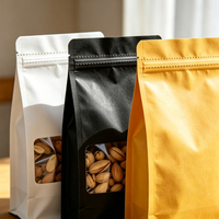 Sachet Doypack Personnalisé en Papier Kraft à Huit Soudures Latérales, Anti-humidité, avec Fenêtre Transparente et Fermeture Zip Refermable pour Noix, Thé, Grains et Snacks